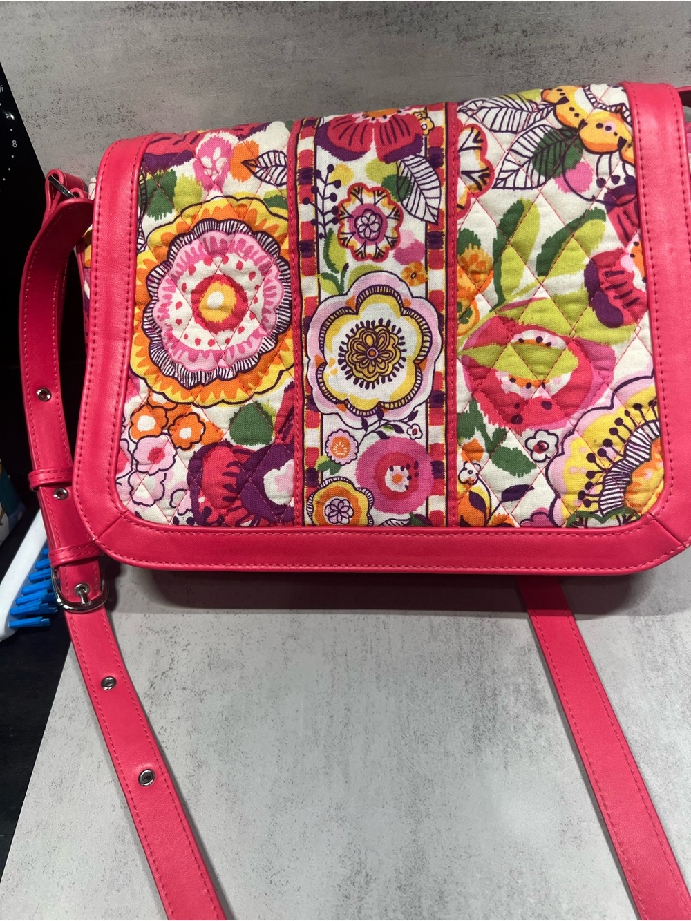 Floral Quilted Crossbody Bag in Pink